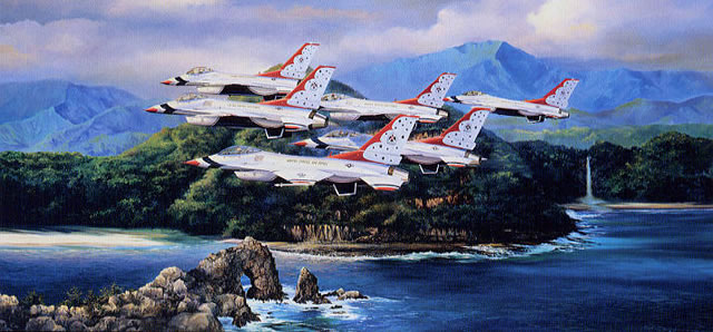 "Pacific Thunder" - Rick Herter - F-16 Falcon Air Force Thunderbirds Art